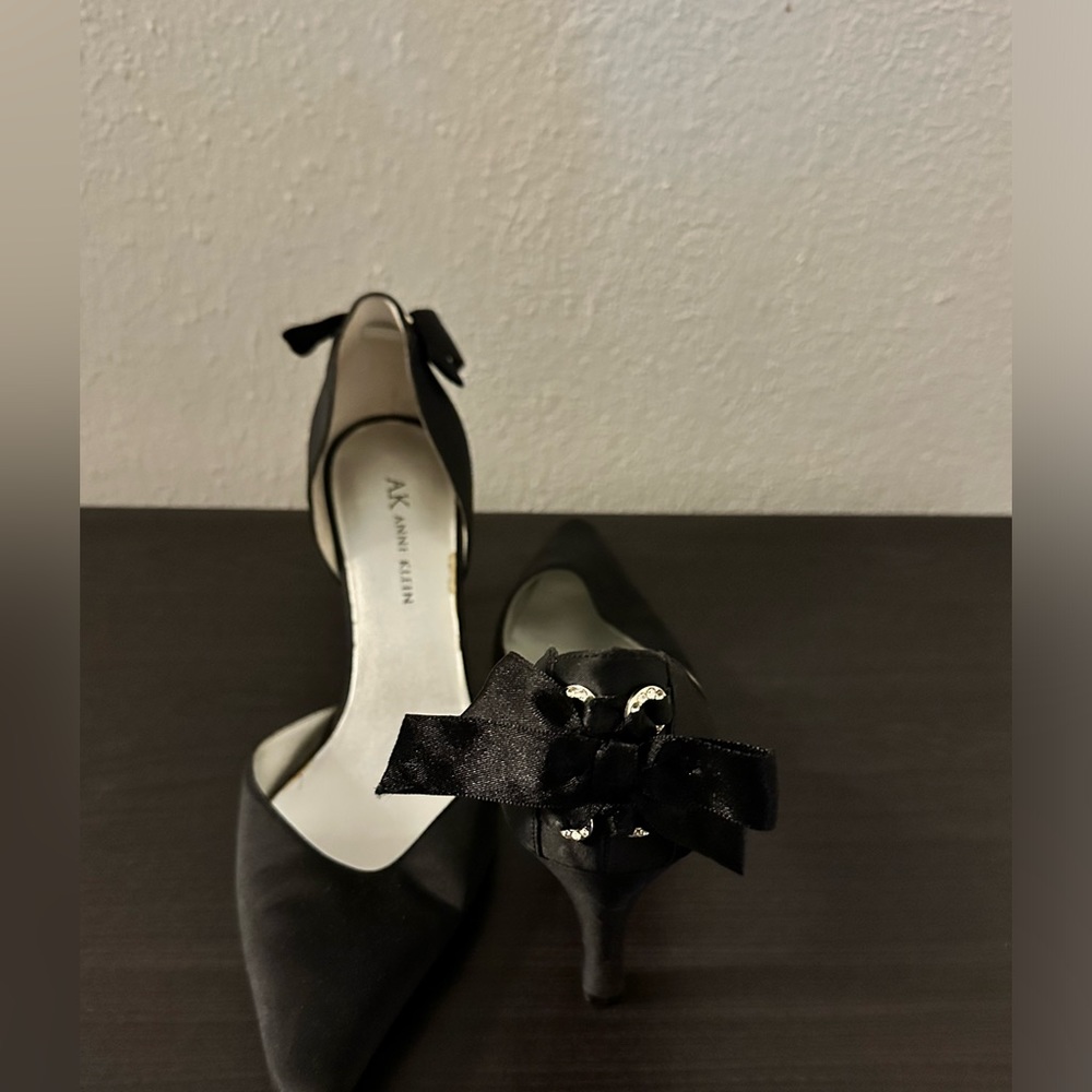 Black satin with bow on back
